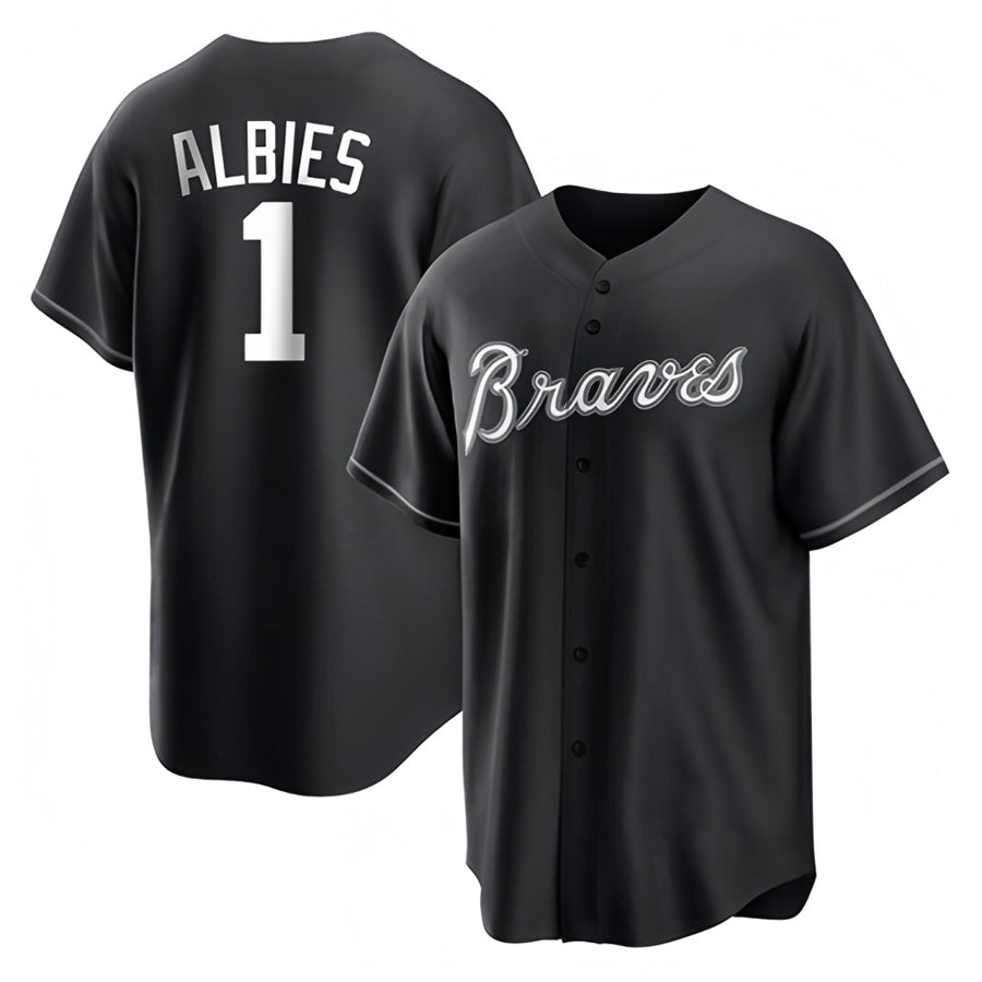 A.Braves #1 Ozzie Albies Player Black Limited Replica Baseball Jerseys