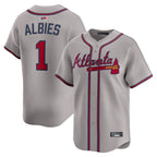 A.Braves #1 Ozzie Albies Player Road Limited Game Baseball Jerseys