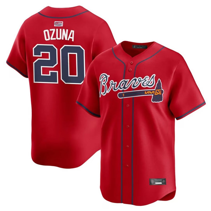 A.Braves #20 Marcell Ozuna Player Red Home Replica Baseball Jerseys
