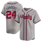 A.Braves #24 Deion Sanders Player Gray Limited Home Baseball Jerseys