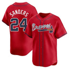 A.Braves #24 Deion Sanders Player Red Limited Home Baseball Jerseys