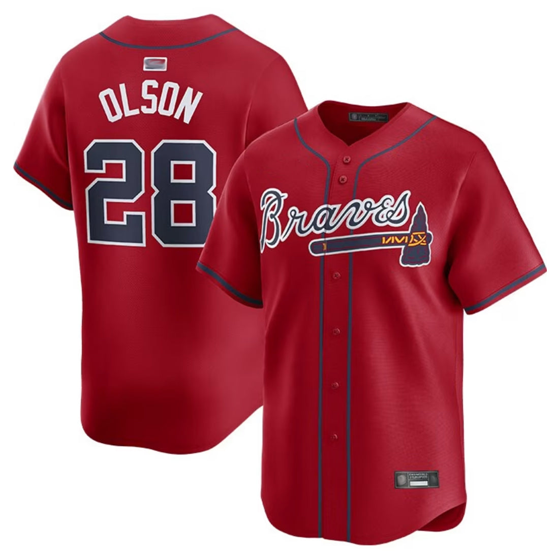 A.Braves #28 Matt Olson Player Red Limited Home Game Baseball Jerseys