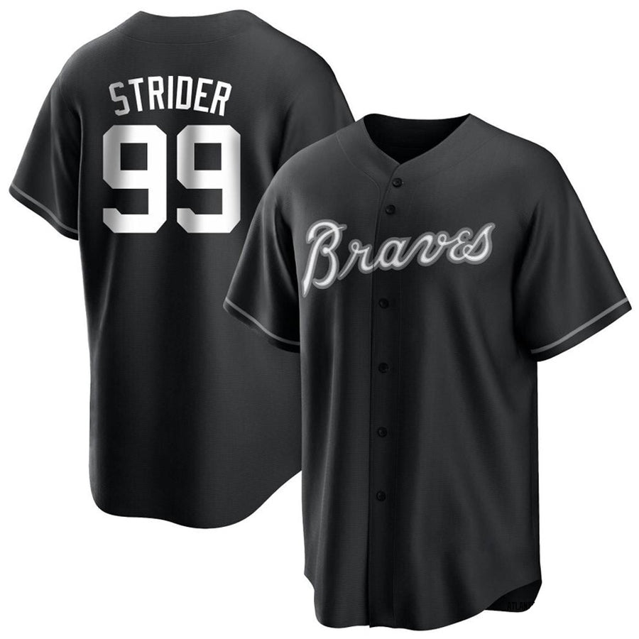 A.Braves #99 Spencer Strider Player Black Replica Game Baseball Jerseys