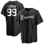 A.Braves #99 Spencer Strider Player Black Replica Game Baseball Jerseys