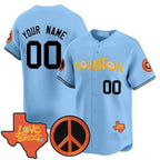 Custom H.Astros Love Street & Peace Sign Patch Vapor Premier Limited V2 Baseball Jerseys