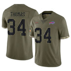 B.Bills #34 Thurman Thomas Player Salute To Service Olive Football Jerseys