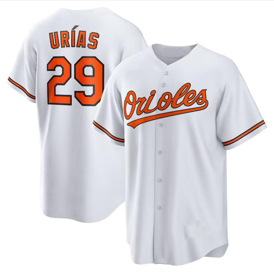 B.Orioles #29 Ram¨®n Ur¨ªas Player White Home Replica Baseball Jerseys