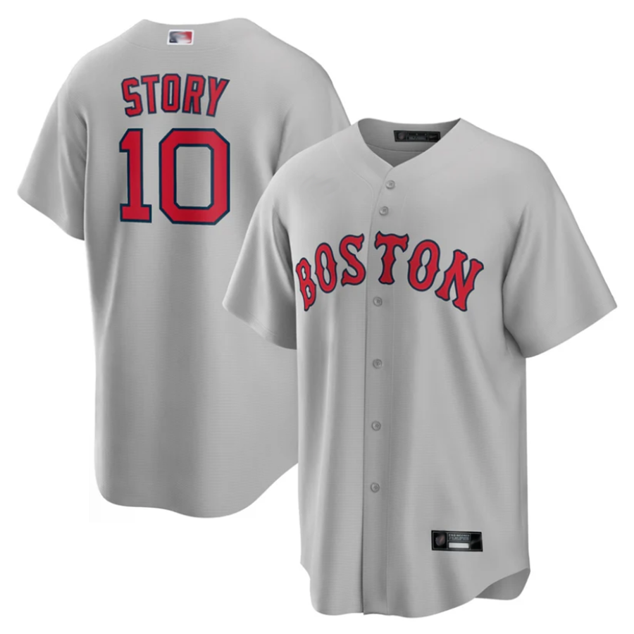 B.Red Sox #10 Trevor Story Player Gray Replica Game Baseball Jerseys