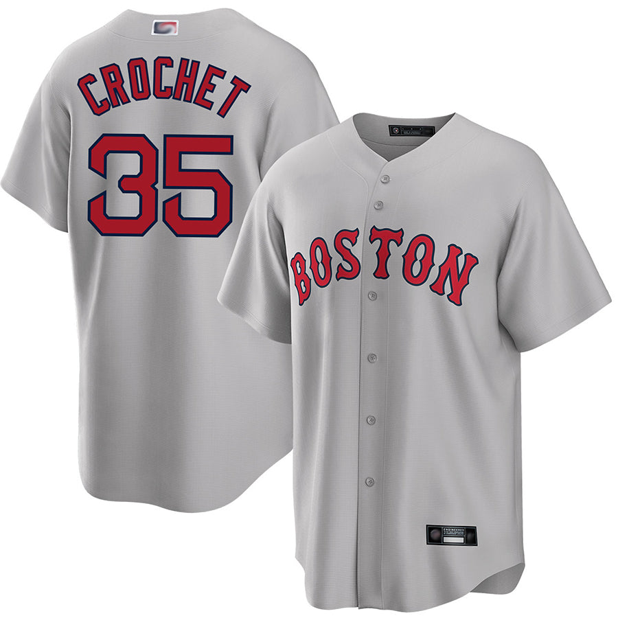 B.Red Sox #35 Garrett Crochet Player Gray Home Replica Baseball Jerseys