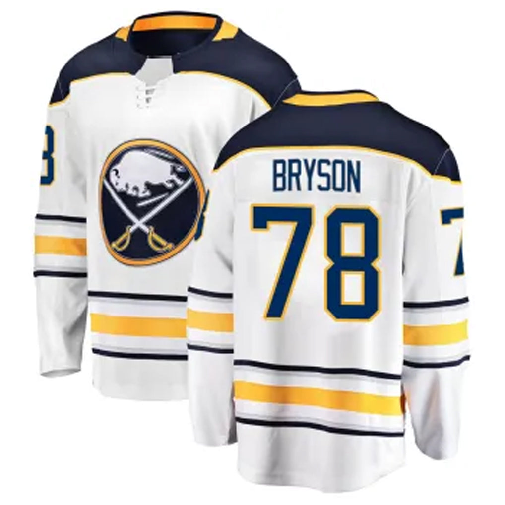 B.Sabres #78 Jacob Bryson Player Breakaway Fanatics White Game Hockey Jerseys