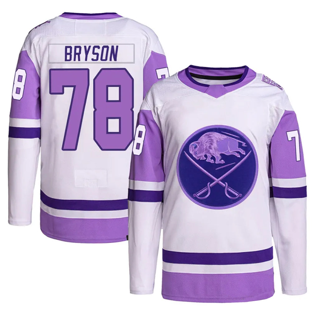 B.Sabres #78 Jacob Bryson Player Fights Cancer Primegreen Purple Hockey Jerseys