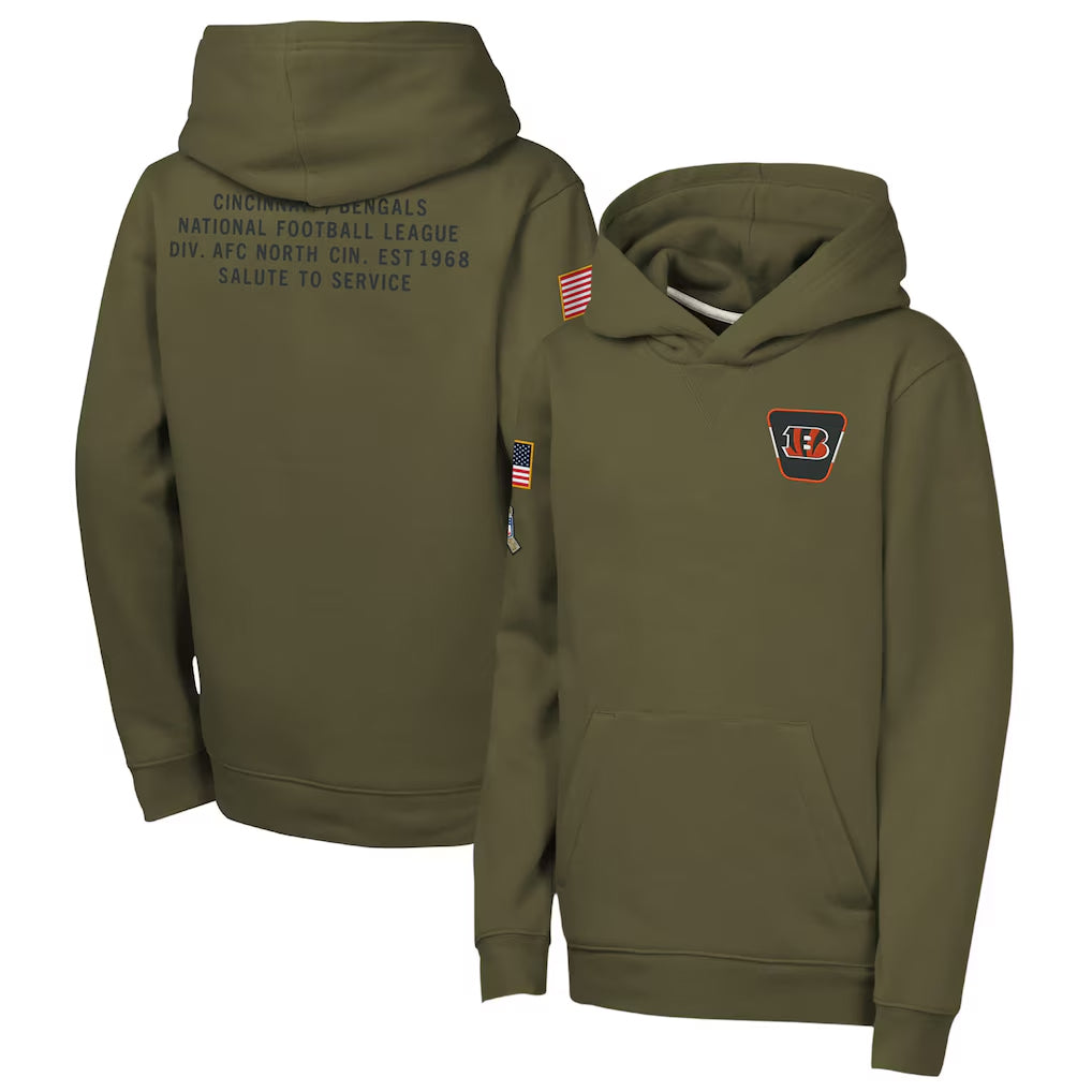 C.Bengals Player Olive Salute to Service Club Fleece Hoodie Football Jerseys
