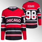 C.Blackhawks #98 Connor Bedard Player Fanatics Reverse Retro Hockey Jerseys