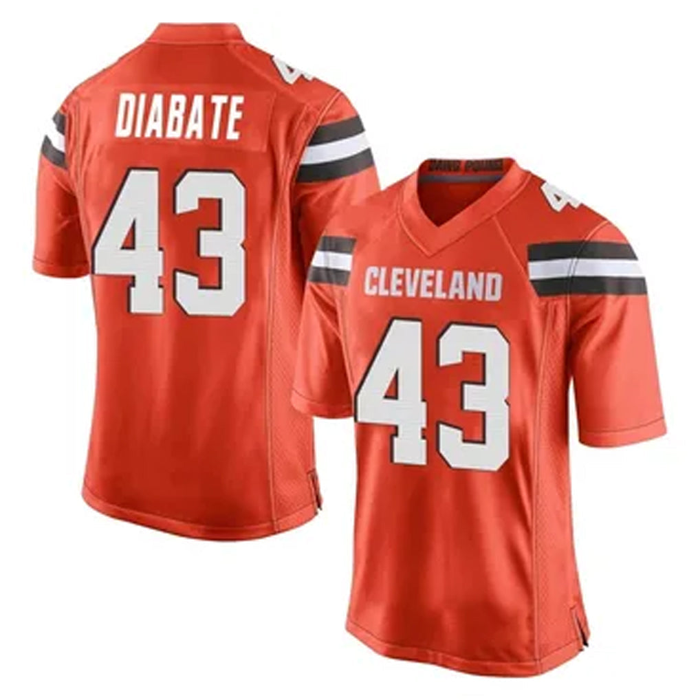 C.Browns #43 Mohamoud Diabate Player Orange Game Football Jerseys