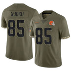 C.Browns #85 David Njoku Player Salute To Service Limited Olive Football Jerseys