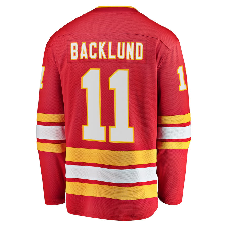 C.Flames #11 Mikael Backlund Player Fanatics Home Breakaway Red Hockey Jerseys