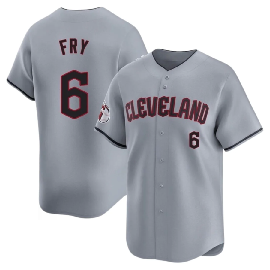 C.Guardians #6 David Fry Player Gray Home Limited Game Baseball Jerseys