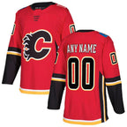 Custom C.Flames Fanatics Red Stitched Home Hockey Jerseys
