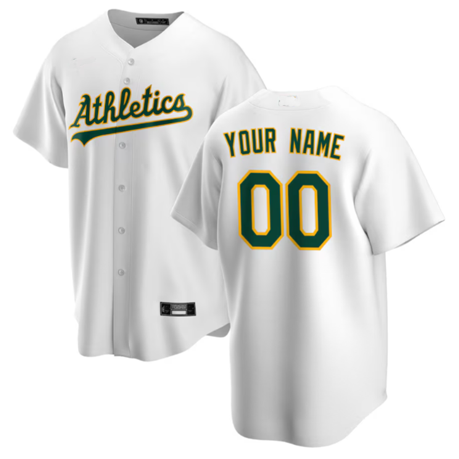Custom Athletics  White Home Replica Game Jersey American Stitched Baseball Jerseys