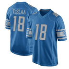 D.Lions #18 Isaac TeSlaa Player Blue Game Football Jerseys