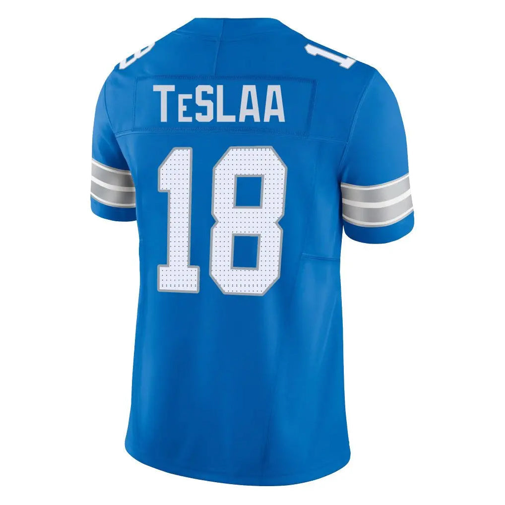 D.Lions #18 Isaac TeSlaa Player Blue Vapor F.U.S.E. Limited Football Jerseys