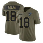 D.Lions #18 Isaac TeSlaa Player Salute To Service Limited Olive Football Jerseys