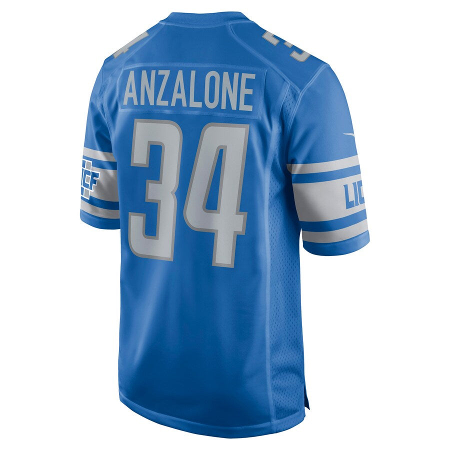 D.Lions #34 Alex Anzalone Player Blue Replica Game Football Jerseys