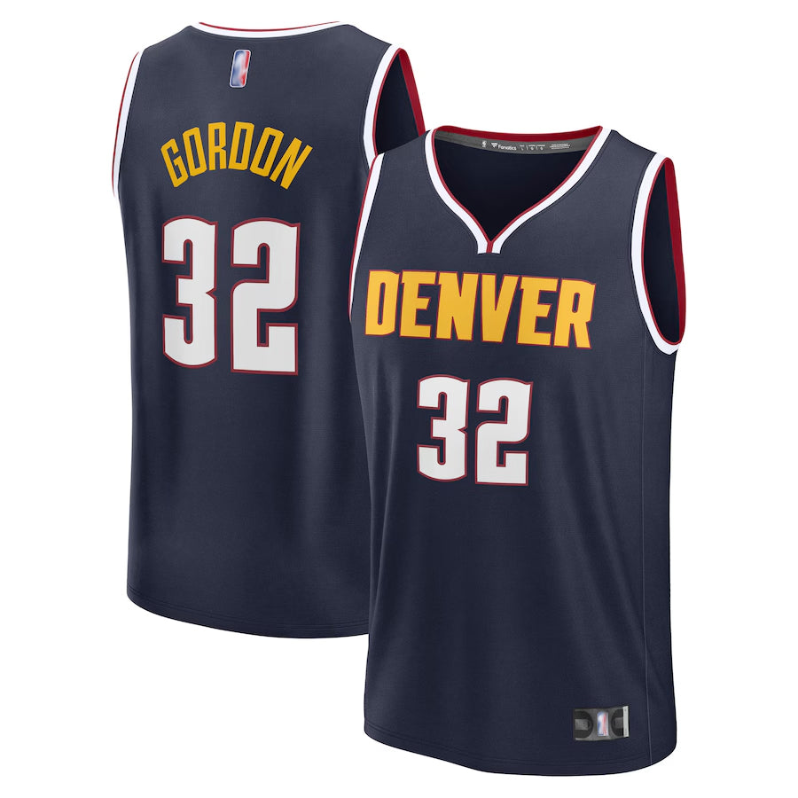 D.Nuggets #32 Aaron Gordon Player Fanatics Navy Fast Break Replica Icon Edition Basketball Jerseys