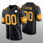 Custom P.Steelers Black Alternate Game Jersey -American Stitched Football Jerseys