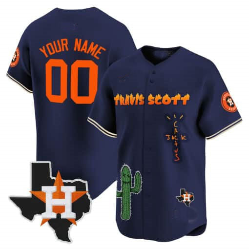 Custom H.Astros Cactus Jack Patch Vapor Premier Limited Baseball Jerseys