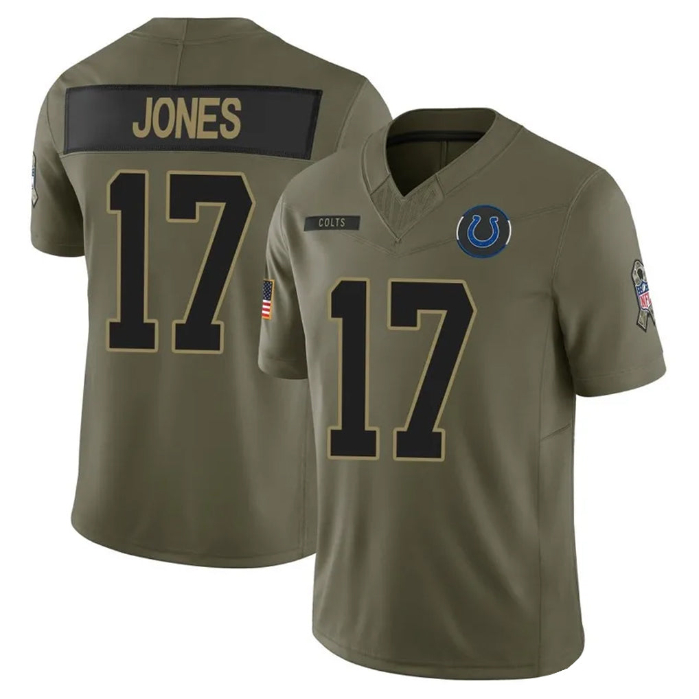 IN.Colts #17 Daniel Jones Player Salute to Service Limited Olive Football Jerseys