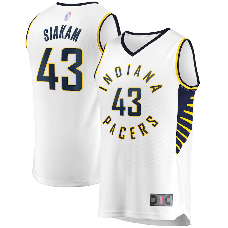 IN.Pacers #43 Pascal Siakam Player Fanatics White Fast Break Association Edition Basketball Jerseys