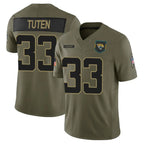 J.Jaguars #33 Bhayshul Tuten Player Olive Salute To Service Limited Football Jerseys