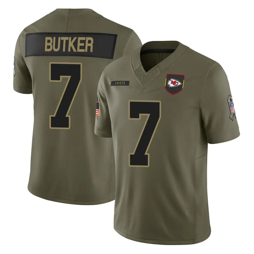 KC.Chiefs #7 Harrison Butker Player Olive Salute to Service Limited Football Jerseys