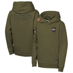 KC.Chiefs Player Olive Salute to Service Club Fleece Hoodie Football Jerseys