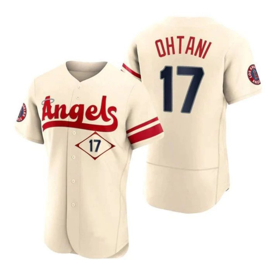 LA.Angels #17 Shohei Ohtani Player Cream Stitched City Connect Elite Baseball Jerseys