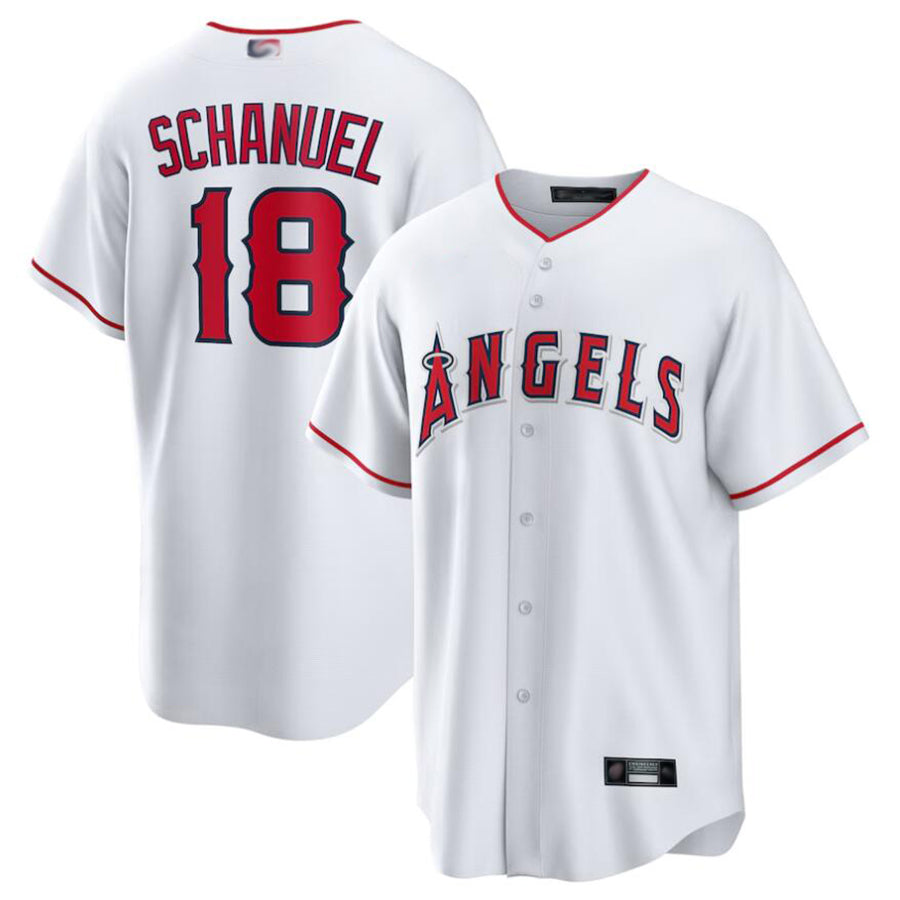 LA.Angels #18 Nolan Schanuel Player White Home Replica Baseball Jerseys
