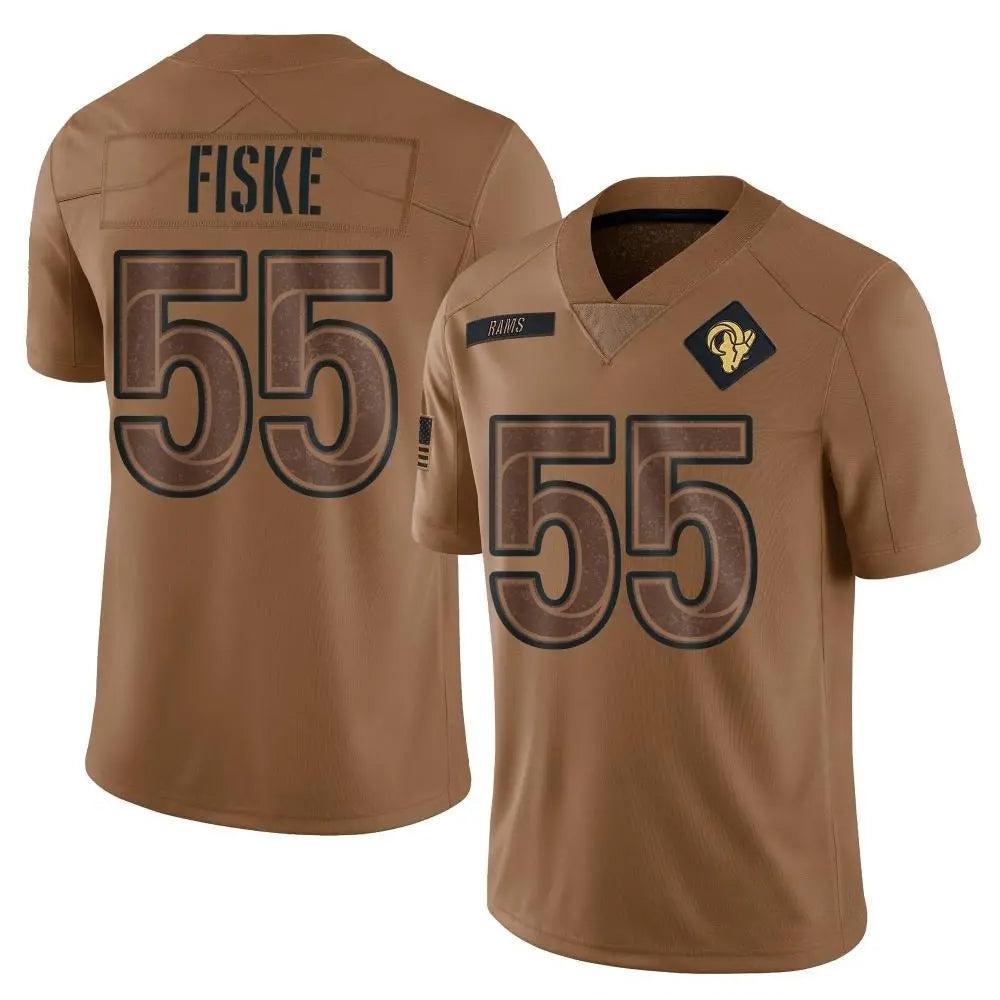 LA.Rams #55 Braden Fiske Player Brown Salute To Service Limited Football Jerseys