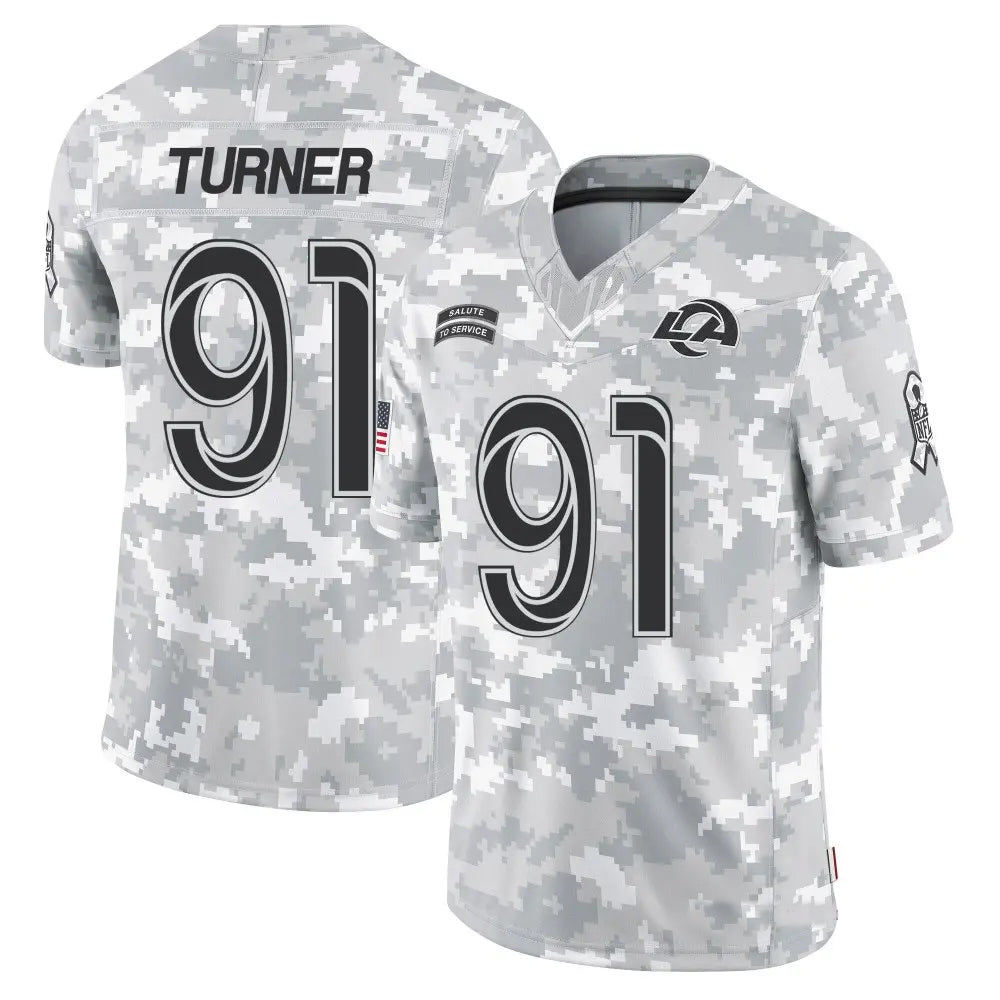 LA.Rams #91 Kobie Turner Player Arctic Camo Salute to Service Limited Football Jerseys