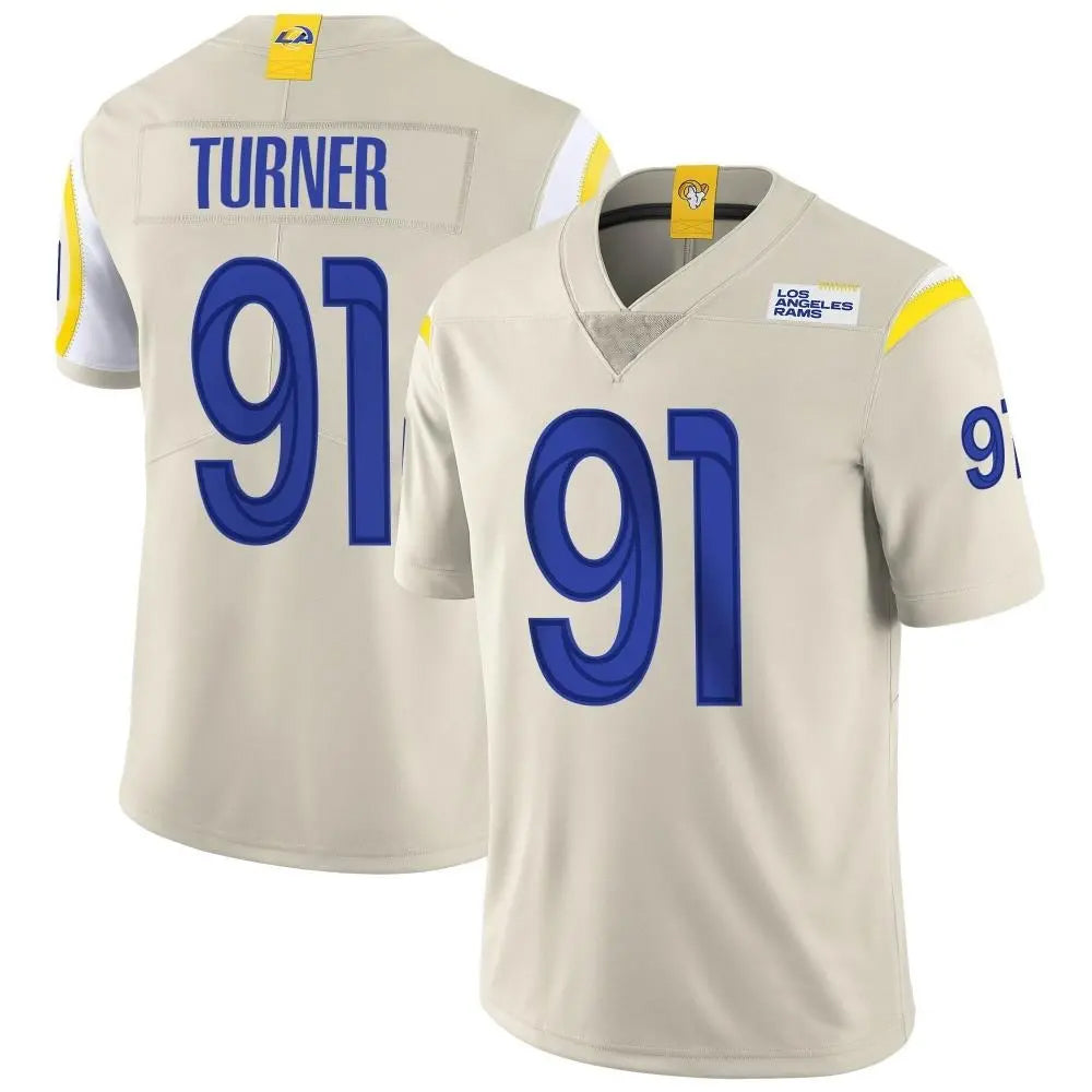 LA.Rams #91 Kobie Turner Player Bone Vapor Limited Football Jerseys