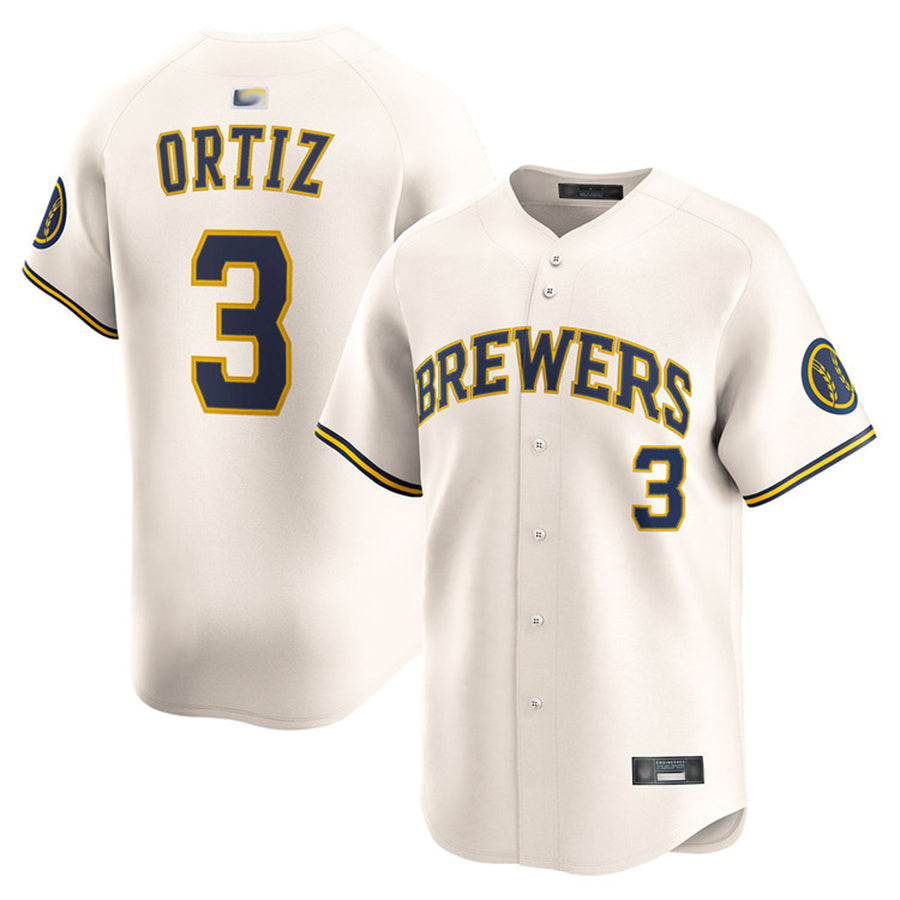 M.Brewers #3 Joey Ortiz Player Cream Home Limited Baseball Jerseys