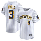 M.Brewers #3 Joey Ortiz Player White Home Limited Baseball Jerseys
