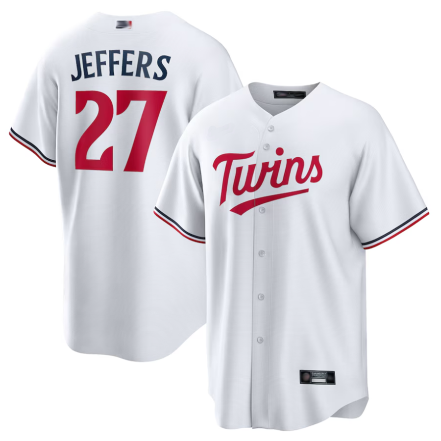 M.Twins #27 Ryan Jeffers Player White Home Replica Baseball Jerseys