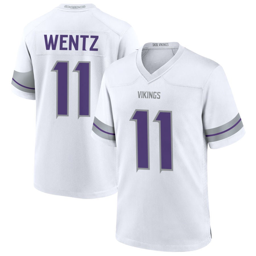 MN.Vikings #11 Carson Wentz Player White Alternate Game Football Jerseys