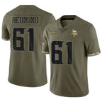 MN.Vikings #61 Jalen Redmond Player Salute To Service Limited Olive Football Jerseys