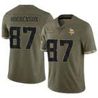MN.Vikings #87 T.J. Hockenson Player Salute To Service Limited Olive Football Jerseys