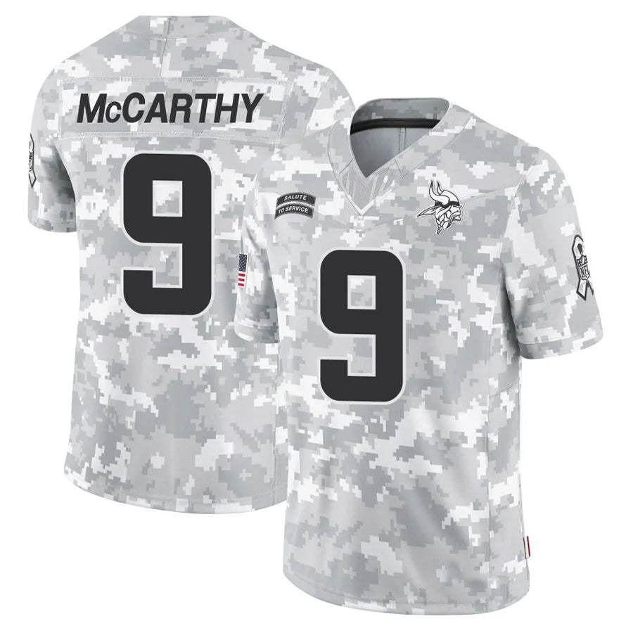 MN.Vikings #9 J.J. McCarthy Player Arctic Camo Salute to Service Limited Football Jerseys