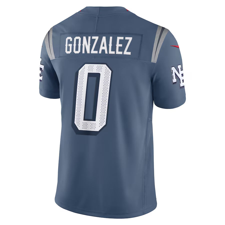 NE.Patriots #0 Christian Gonzalez Player Storm Blue Rivalries Collection Limited Foothball Jerseys