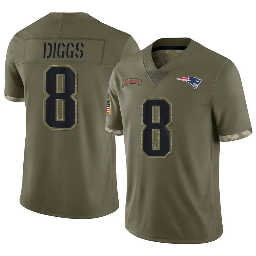 NE.Patriots #8 Stefon Diggs Player Olive Salute To Service Limited Foothball Jerseys