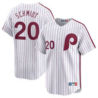 P.Phillies #20 Mike Schmidt Player Throwback Cooperstown White Baseball Jerseys